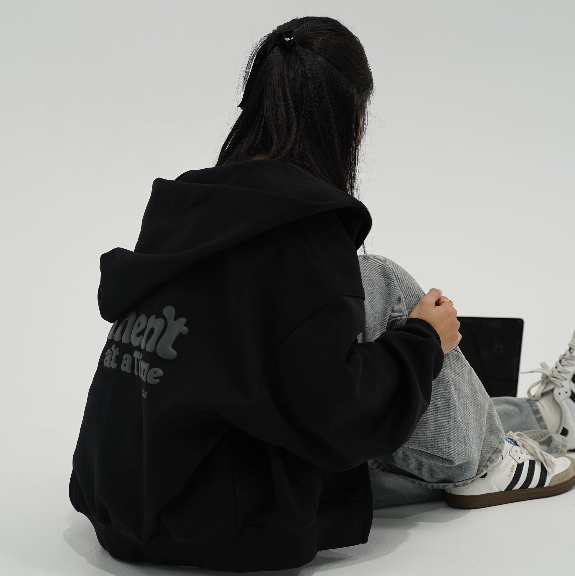 Black - Zip Hoodie (Back Print)